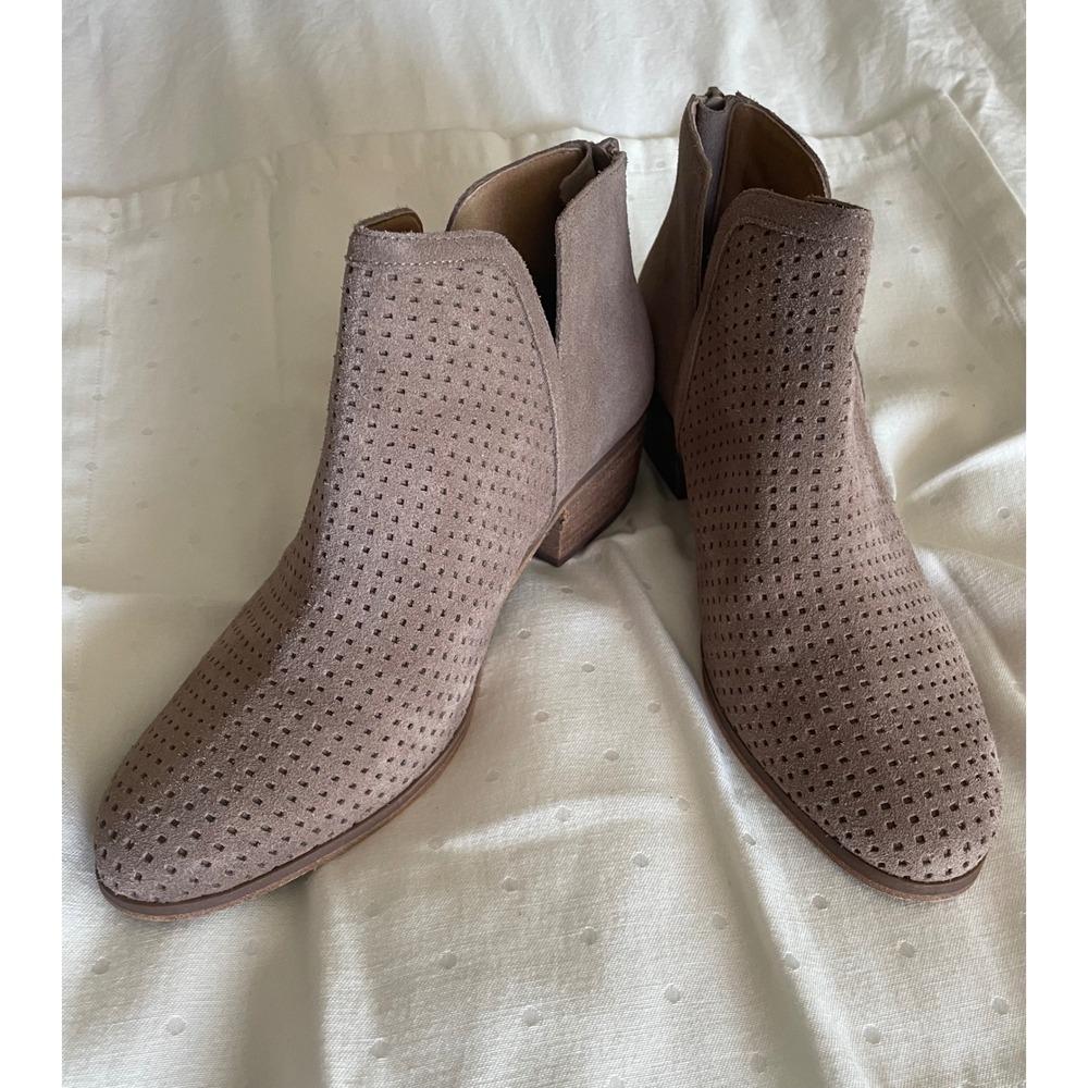 Susina Kyle Lea Ankle Booties Perforated Suede Boho Western-Size 8